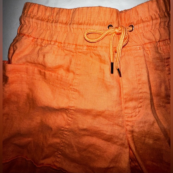 Athleta Cabo Linen Shorts Size 6 Peach Drawstring Waist High Rise - Picture 2 of 6